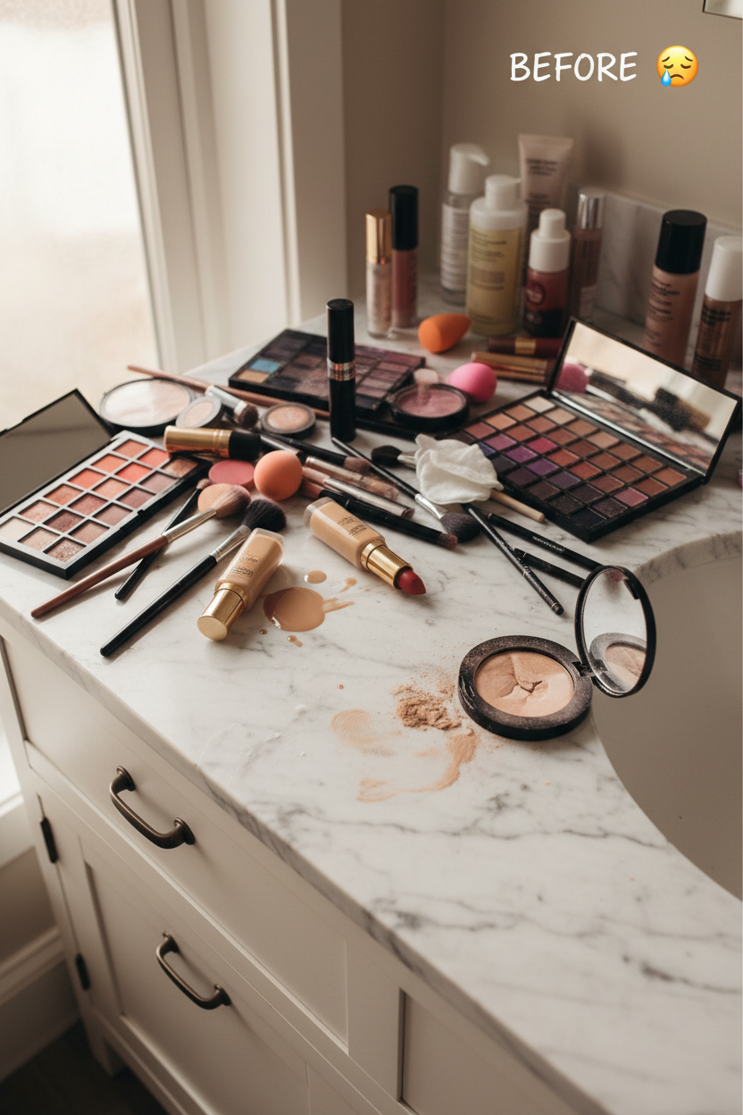 Before - Cluttered Desk